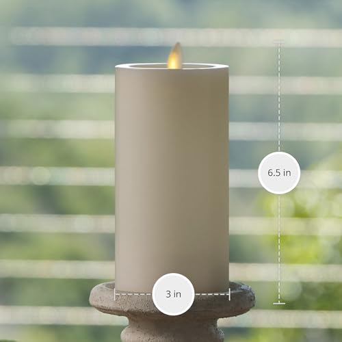 Image of Luminara - Flameless LED Battery Operated Flickering Pillar Candles - Pearl Ivory - Pack of 1-3x6.5 - Realistic Moving Flame Real Wax Indoor /Outdoor