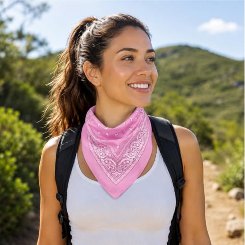 Luckwaii Lot Bandana Rose 22 Bandanas pour Hommes et Femmes, 55 x 55 cm – vue 6
