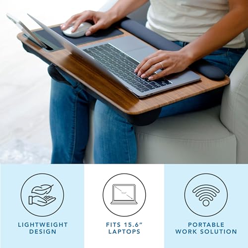 image for LAPGEAR Home Office Pro Lap Desk with Wrist Rest, Mouse Pad, and Phone