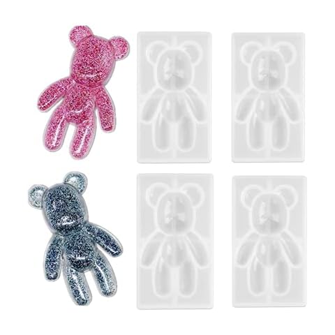 Resin Molds- 4 PCS 3D Teddy Bear Mould Pendant Jewelry Making Silicone Molds for Epoxy Resin Casting DIY Crafts Cover