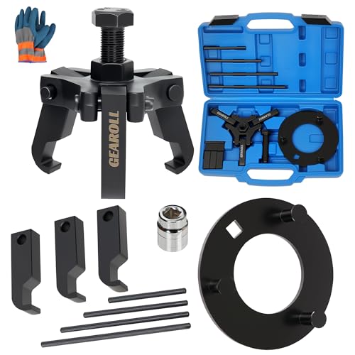 GEAROLL Harmonic Balancer Puller Installer Kit Set Adjustable 3-Jaw Puller for Removing Harmonic Damper Pulley Compatible with Chevy GM Chrysler Ford ect