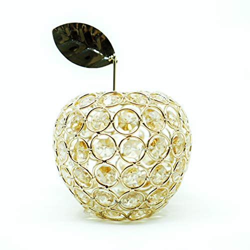 Crystal Apple Ornament, Gold Artificial Fruit Figurine, Nordic Handmade Wrought Iron Table Decoration Gift For Home Wedding Party Festival (Apple) #TOP13