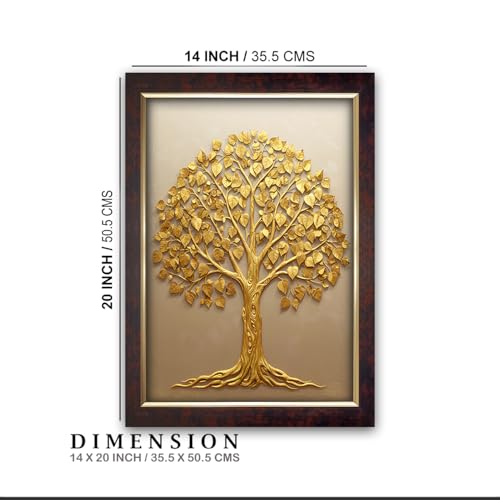 Image of Vastu Kalpavriksha Money Golden Tree Photo Frame, 14x20 inch