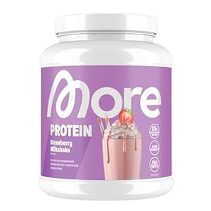 MORE Protein, Strawberry Milkshake, 600 g, Mix aus Whey Konzentrat und Casein ideal zum Muskelaufbau und -erhalt, mit Laktase - made in Germany