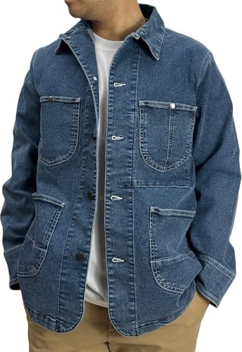 [Hanes] メンズ ストレッチデニム デニムジャケット M,L,LL (JP, アルファベット, M, ブルー)の商品画像（Amazon）
