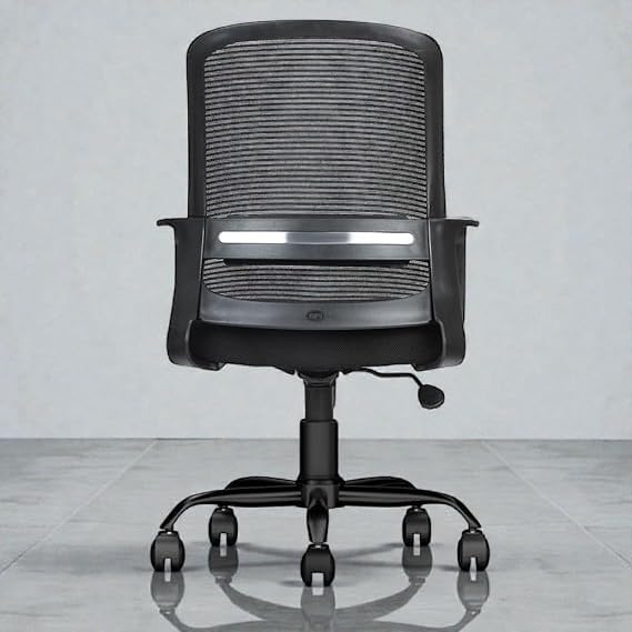 Image of Ergonomic Office Chair with Breathable Mesh Back | Adjustable Height, Padded Seat, Lumbar Support, 360 Swivel, Smooth Rolling Casters, Modern Computer Desk Chair for Home & Office (Black)