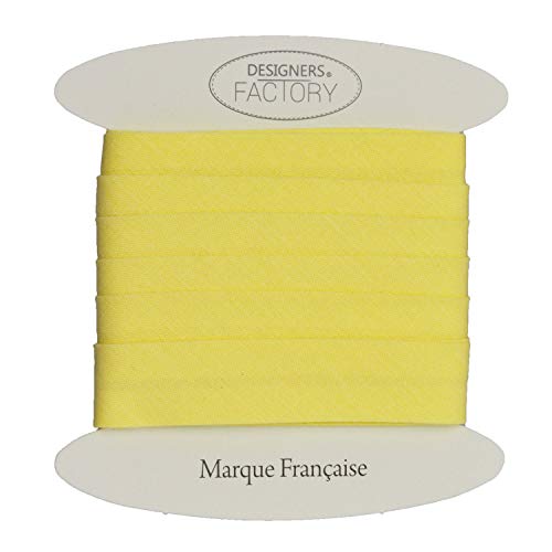 Designers-Factory Yellow Cotton Bias Binding Tape - Available In Several Colours And Two Sizes - Oeko Tex Certified - Yellow Bias Tape For Sewing (By 5.46 Yards, Yellow) #TOP1