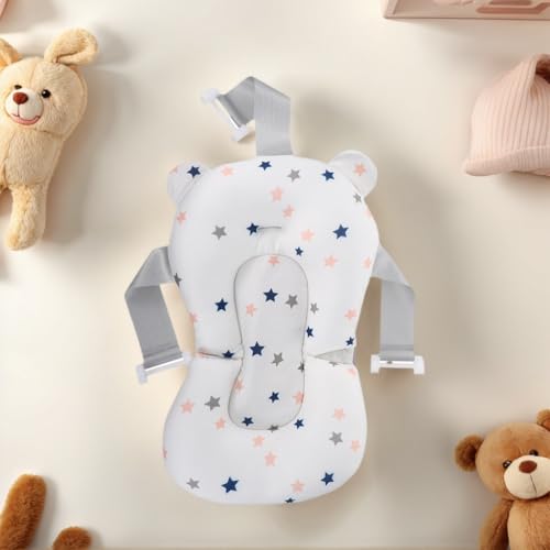 Image of Baby Bath Net Support 13.65X13.65In Non-Slip Floating Bath Cushion Pad Breathable Sponge Seat for Portable Easy to Clean