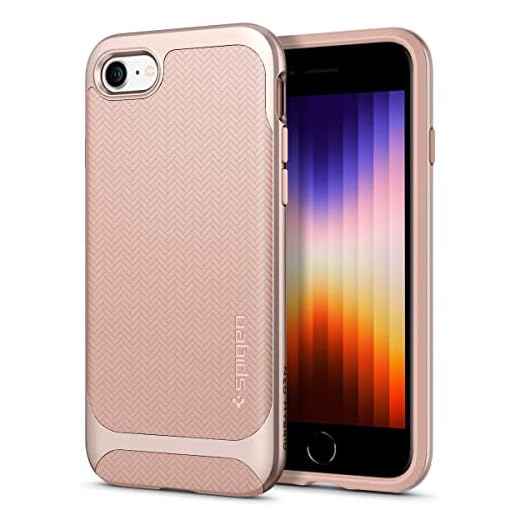 Spigen Neo Hybrid Herringbone Fodral Kompatibel med iPhone SE 2020, iPhone 8 och iPhone 7 -Pale Dogwood