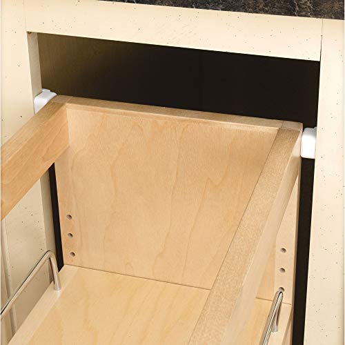 Rev-A-Shelf 448-BC-5C 5-Inch Base Cabinet Pullout Storage Organizer with Adjustable Wood Shelves and Chrome Rails
