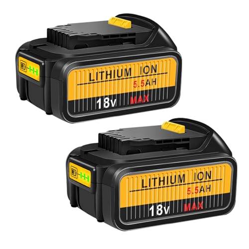 Lot de 2 batteries de rechange 18 V pour batterie Dewalt, 5,5 Ah, compatible avec 18 V DCB184 DCB200 DCB182 DCB180 DCB181 DCB182 DCB201 XR