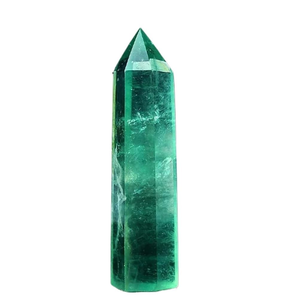 AARTERZZA 1pc 9-10cm Green Fluorite Point Pillar Crystal Stone Quartz Obelisk Wand