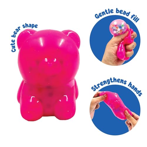 Image of Joy BY SCOOBIES Beady Bear - Soft Squishy Stress Relief Toy for Kids | Sensory Fidget Toy with Beads | Safe Non-Toxic Material | Washable & Reusable | Portable Calm Toy for Boys & Girls