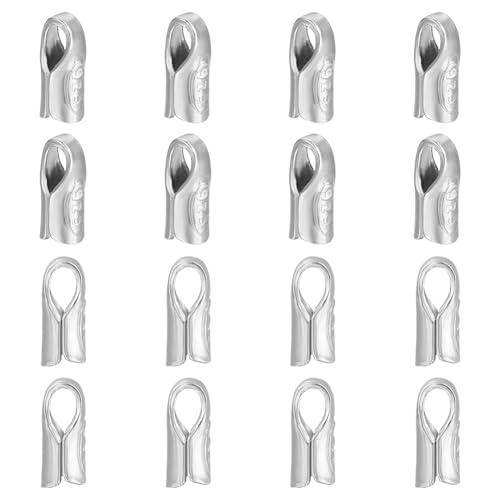 BENECREAT 16PCS 925 Sterling Silver Crimp End Caps, 2.5mm Diameter White k Crimp Ends Beading Cord Wire Thread Thread Protector for Necklaces Bracelets Jewelry Craft Making