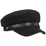 Regular Fit Mayser Kendy Damen Ballonmütze Newsboy Cap Wollcap Damencap Damenmütze Elbseglermütze - Made in The EU mit Schirm, Futter, Futter Herbst-Winter - L (59-60 cm) schwarz