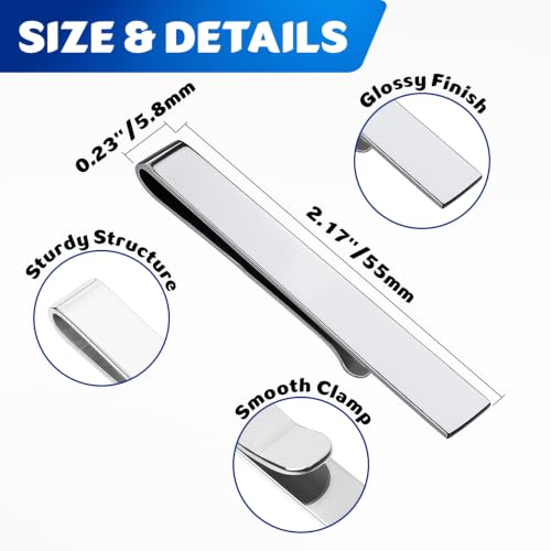 Image of Roctee Men's Tie Clip For Skinny Ties, 3 Pack Small Tie Clip For Men, Tie Clasp Pinch Necktie Clip On Shirt Tie, Suitable For Business Metting Wedding Birthday Gift Father Boyfriend Son