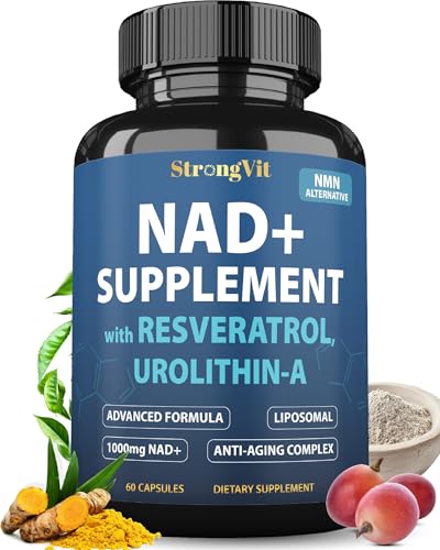 StrongVit NAD Resveratrol Supplement for Women & Men. Support Cellular Health, Energy + Healthy Aging. High Potency Blend, Plus Third-Party Lab Tested in USA (60 Capsules)