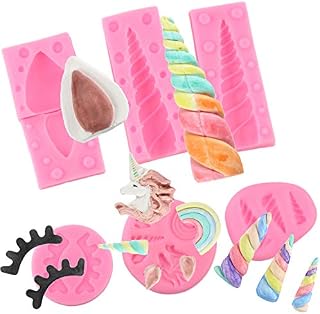 Mujiang Unicorn Birthday Cake Silicone Mold Fondant Candy Making Mold Horn Ear Eyelash