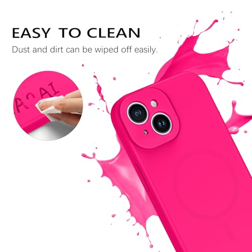 Coque iPhone 15 Plus silicone liquide rose compatible MagSafe fine - 2