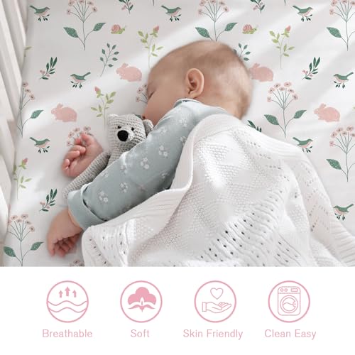 Image of Little Grape Land Crib Sheets for Girls 2pk Baby Crib Fitted Sheet for Standard Size Crib and Toddler Mattress Super Soft Baby Sheet