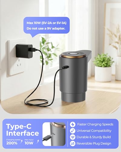 Cozycharm Water Jug Pump for 5 Gallon Bottle – Portable Electric USB-C Charging Dispenser, Dual Powerful Motors, Fast Flow, Fits 2-5 Gallon Jugs – Ideal for Home, Office, Camping, RV, Gray - Thumbnail 5