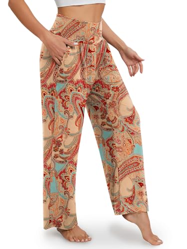 Image of Gracyoga Wide Leg Yoga Pants for Women Casual Loose Cozy Sweatpants High Waisted Lounge Pajama Flowy Pants With Pockets