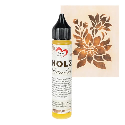 Ideen mit Herz | Holz-Brenn-Gel | Holzbrennpaste | für realistischen Holzbrand-Effekt | Brandmalerei | mit feiner Dosierspitze | 25 ml Flasche