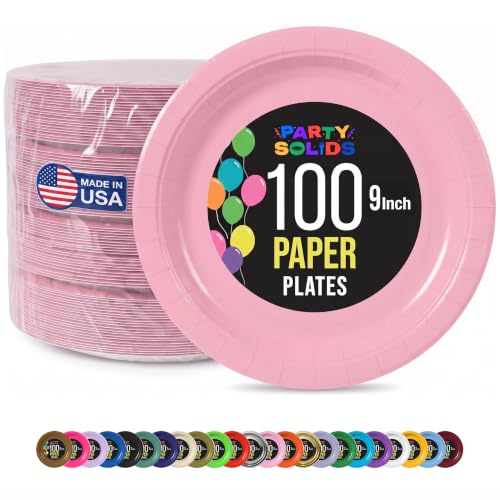 Exquisite Pink Paper Plates Disposable 9 Inch Pink Party Plates 100 Pcs