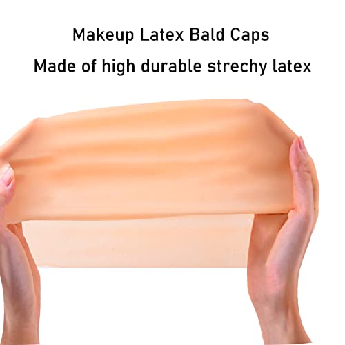 Yddcpbb 3 Packs Makeup Latex Bald Caps with 4 Nylon Wig Caps for Adult Head Wig Cap Costume Party Adult Costume Accessory - Thumbnail 3