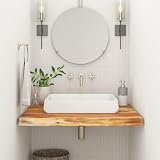 PTUGUOF Piano lavabo 80 x 60 x 2,5 cm, in legno massiccio di acacia