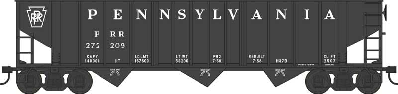 Bowser HO Scale 70T 13-Panel 3-Bay Hopper Pennsylvania/PRR(Crown Trucks) #272209