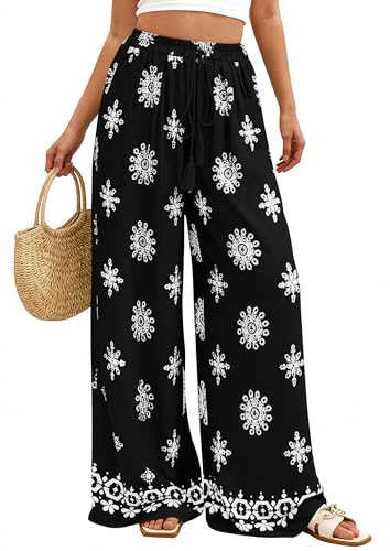 PRETTYGARDEN Women's Wide Leg Palazzo Pants 2026 Summer Boho Floral