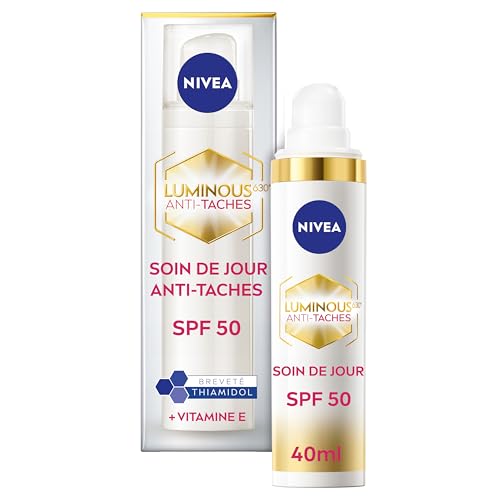 NIVEA Luminous 630 Soin de Jour Protecteur FPS 50 (1x40 ml), soin visage anti taches et anti-âge au Thiamidol & Acide Hyaluronique, soin femme perfecteur de teint,...