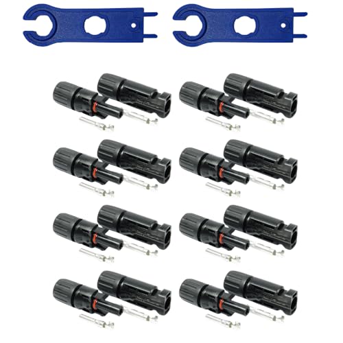 SOLARTRONICS 8 Paar Solarstecker  Männlich/Weiblich Solarpanel Kabelstecker IP67 Wasserdicht PV Stecker kompatibel mit MC4 Steckverbinder für 4mm - 6mm Solarkabel mit Solar-Spannschlüssel