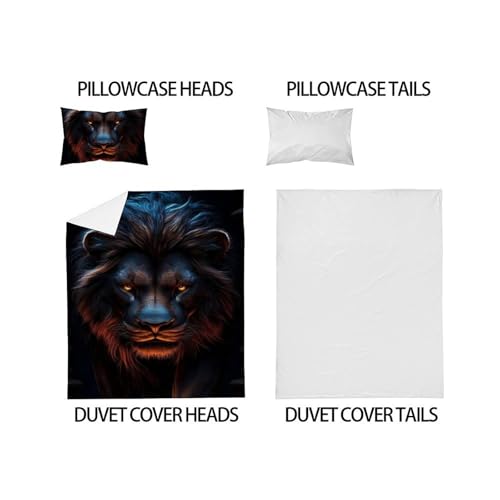 Housse de couette animaux lit simple 135x200cm microfibre taies oreiller