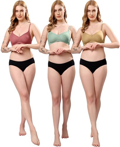 Image of London Hills Regular Bra for Women Everyday Non Padded Wire Free Mid Coverage Cotton Blend