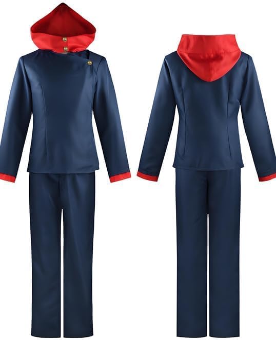 Yuujii Itadori Cosplay Costume Men Anime Cosplay Red Hood Blue Jacket Sweatshirt Pants Adult Halloween