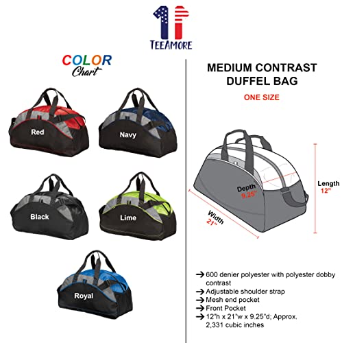 Custom Sport Duffel Bag Add Your Embroidered Text Medium Contrast Sport Gym Travel Water Resistant Duffel Bag Royal4