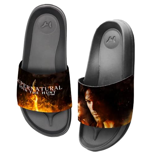 Popfunk Supernatural Dean and Sam Join The Hunt Unisex Adult Slides Adjustable Flip Flop Sandals Officially Licensed Hypd Slydr Switch™3