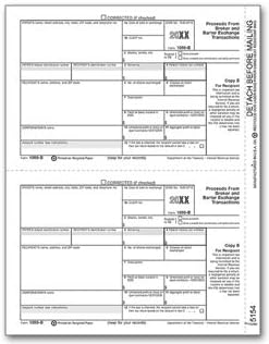 EGP IRS Approved 1099-B Laser Tax Form, Payer Copy C, Quantity 100 Recipients