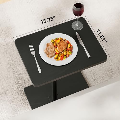 Image of C Shaped End Table Height Adjustable Side Table Sofa Tray for Couch, Sofa Bed Bathroom Study TV Tray Food Snack Trays for Eating, Black