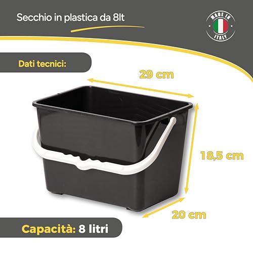Farbeimer, rechteckig, 8 l, Schwarz, Profiqualität