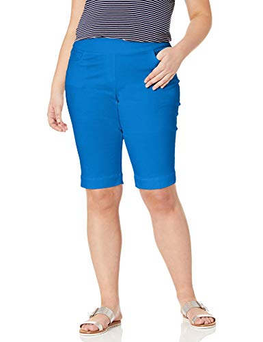 SLIM-SATION Women Plus Size Wide Band Pull-on Solid Walking Short, Blueberry, 20