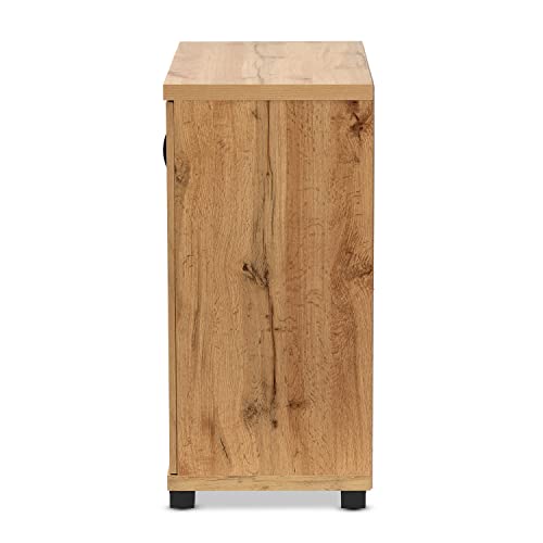 Baxton Studio Zentra Modern And Contemporary Oak Brown Finished Wood 2-Door Storage Cabinet With Glass Doors #TOP3