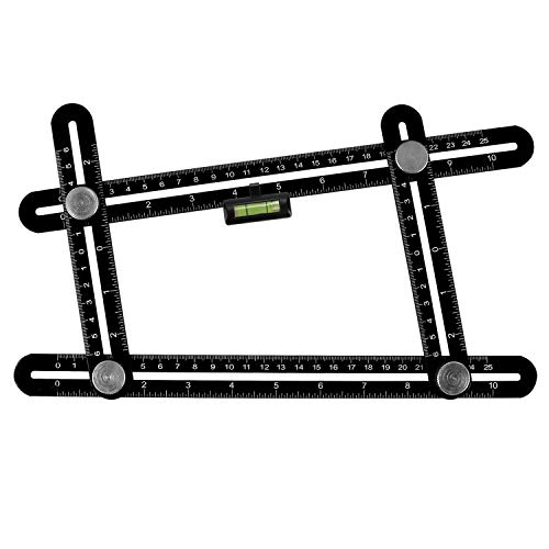 Lhedon - Regla de aluminio premium con nivel de burbuja colgado, regla de medición multiángulo para constructores de carpinteros