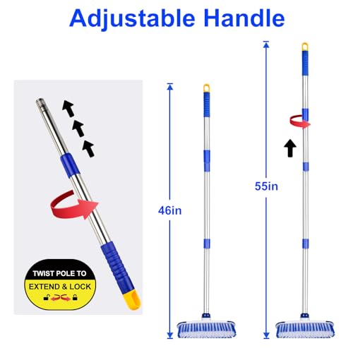 ITTAHO Floor Scrub Brush with Long Handle, 2 in 1 Deck Scrub Brush, Stiff Bristle Scrub Broom & Cleaning Brush for Tile Floor,Deck,Patio,Marble,Garage,Wall, Kitchen,Bathroom by ITTAHO - Image 2