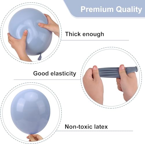 Image of 50 Pcs Retro Balloons Made of Strong Rubber (Dusty Blue)