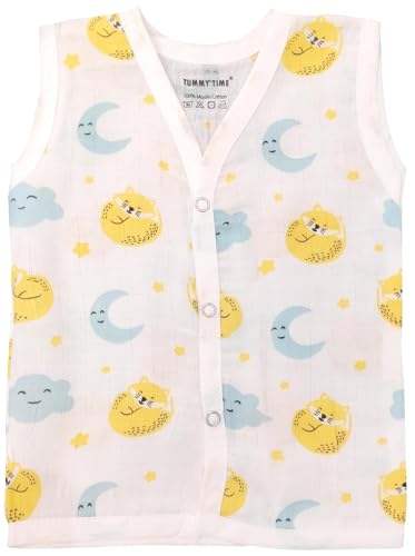 Image of 100% Cotton Muslin Button Jabla | White Jhabla | for Boys & Girls | Summerwear Jabala | Sleeveless Vest | Baby Products