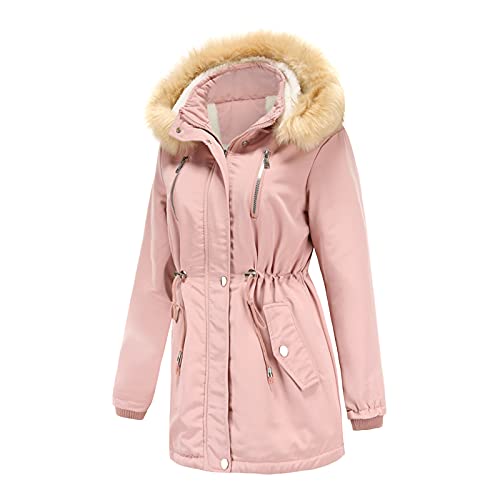 Fulidngzg Parkas Mujer, Casacos Montaña Entretiempo Abrigo Con Capucha Bolsillos Parka Moto Chaqueta Forro Cálido Ligeros Bolsillos Gabardina Anoraks Cremallera Trekking Gruesa Larga Exteriores