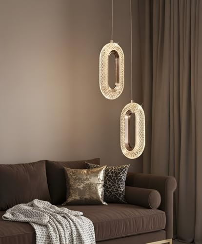 Image of Chandelier for Living Room and Dining Table - Ceiling Light with Warm White Illumination - Hanging Light (Oval LED Ceiling Lamp)